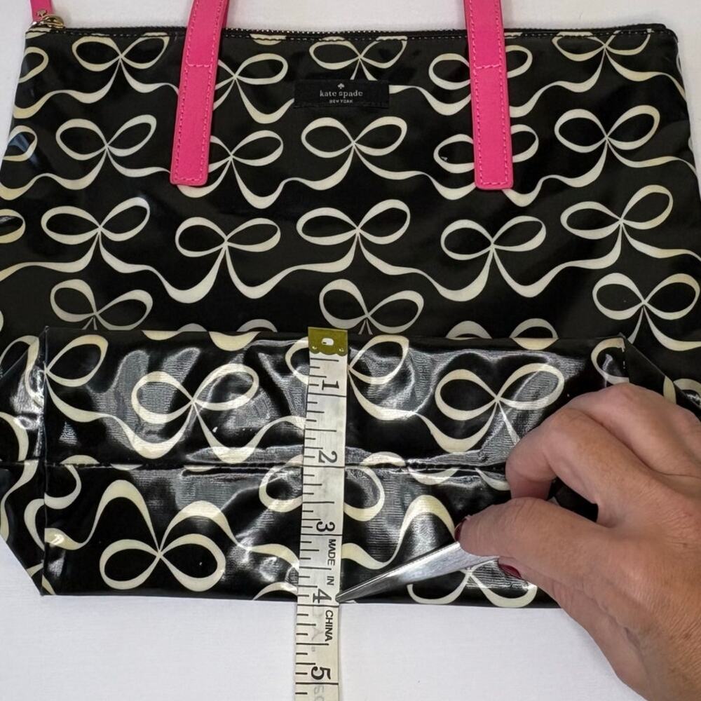 Kate Spade Vinyl Bow Bag Black White Pink - Picture 10 of 13